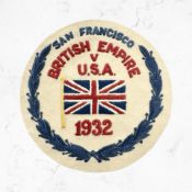 A rare large competitor's cloth badge for the British Empire versus the USA, San Francisco, 1932.