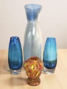Four various Art Glass vases,