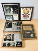 A group of The Beatles framed montages, the largest 36 cm x 28 cm.