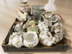 A group of ceramic vases and planters, tea china, lamp base,