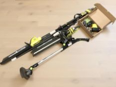 A Ryobi electric hedge trimmer,