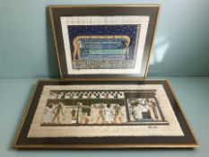 Two Egyptian papyrus pictures, largest 40 cm x 87 cm.
