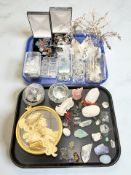 Assorted costume jewellery including necklaces, earrings, gem stones,