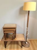 An Eastern hardwood rectangular coffee table with glass inset top,