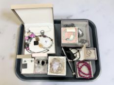 Assorted costume jewellery including various bangles, silver items,