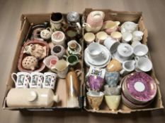 Assorted ceramics, various patterns of tea china, Victorian stoneware bottles, etc.