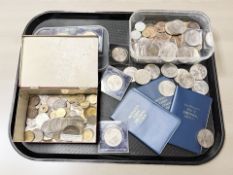 A group of coins including First decimal coins, Commemorative crowns, British and World coins.