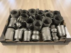 A collection of 19th century pewter tankards (one box)