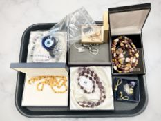 Assorted costume jewellery including silver items,