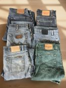 Six pairs of denim jeans including Levi Strauss,