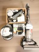 A Dyson vacuum cleaner, a Houseworth air fryer, Daewoo airfryer and a further box of electricals.