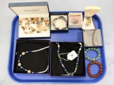 Assorted costume jewellery including bead necklaces and bracelets, dress rings,
