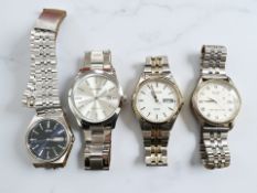 Four gent's stainless steel wristwatches to include Seiko, Pulsar, Sekonda,