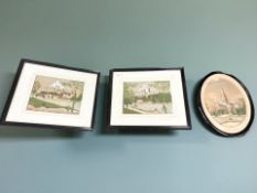 Three mixed media collage pictures depicting Durham Cathedral,