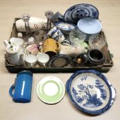 Assorted ceramics including tea china, blue and white items, Delft tiles,