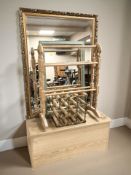 A pine blanket box, towel rail,