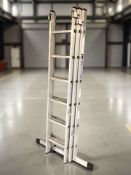 An aluminium triple extension ladder