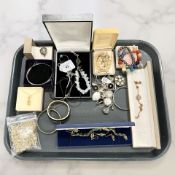 Assorted costume jewellery, bangles, white metal items,