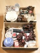 Oriental resin figures, ceramics, drinking glasses, china shire horses, etc.