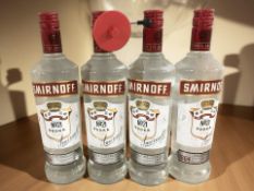 Four bottles of Smirnoff No. 21 vodka, 700 ml.