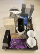 An Edinburgh Crystal wine glass in box, other glass ware including Dartington,