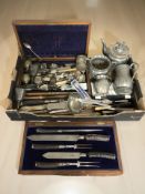 Assorted EPNS wares including cutlery, goblets, sifters, a tea set,
