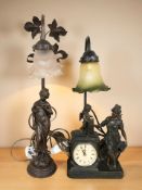 Two Art Nouveau style composition figural table lamps, height 55 cm.