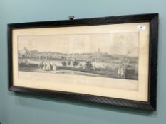 A 19th century monochrome print depicting the south view of Nottingham from the Rye Hills in 1741,