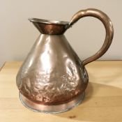 A large Victorian copper four gallon harvest jug, height 45 cm.