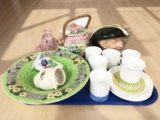 A group of Maling lustre ceramics, Royal Doulton character jug Chelsea Pensioner D 6817,