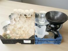 Assorted drinking glasses, bowls,