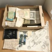 A collection of ephemera, an oriental lacquered postcard album containing hand coloured postcards,