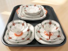 A Shelley 'Vogue' Art Deco part tea service pattern 11772, Rd.