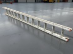 An aluminium double extension ladder.