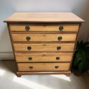 A camphor wood chest of five drawers, 90 cm x 49 cm x 93 cm.