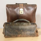 Two vintage leather Gladstone bags,
