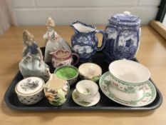 A Ringtons blue and white caddy,