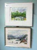 Danish School : Trees in a landscape, watercolour, 31 cm x 24 cm,