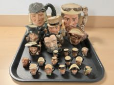 A group of Royal Doulton character jugs including Macbeth, Saint George,