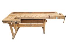 A vintage pine work bench,