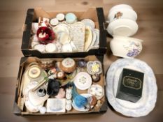 Assorted tea china, ceramics, ornaments, transfer printed meat plate, two chamber pots,