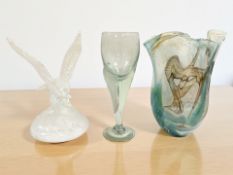 A Maltese mottled glass vase with wavy rim, height 21 cm,