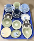 A collection of Wedgwood Jasperware in various colours
