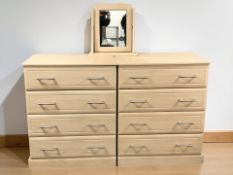 A pair of MDF four drawer bedroom chests, each 82 cm x 53 cm x 100 cm,