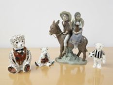 A Royal Crown Derby seated teddy bear paperweight, with gold stopper,