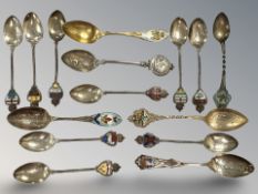 Canadian silver and enamel spoons for Quebec, Montreal, British Columbia,