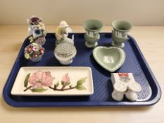 A group of ceramics to include a modern Moorcroft rectangular shallow dish,