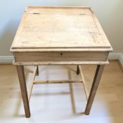 A late Victorian pine clerk's desk, 64 cm x 64 cm x 86 cm.