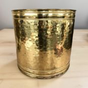 A brass log bin, height 39 cm.