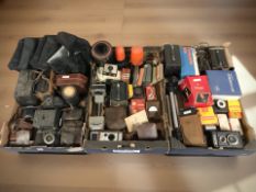 Assorted vintage cameras and related items including Voightlander, Philips, Olympus, Bell & Howell,